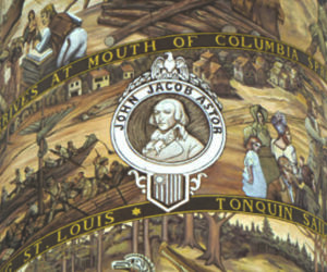 John Jacob Astor shield on the Astoria, Oregon, column