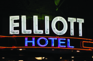 Elliott Hotel sign in Astoria, Oregon