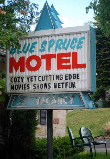 Blue Spruce Motel sign, Ludington, Michigan