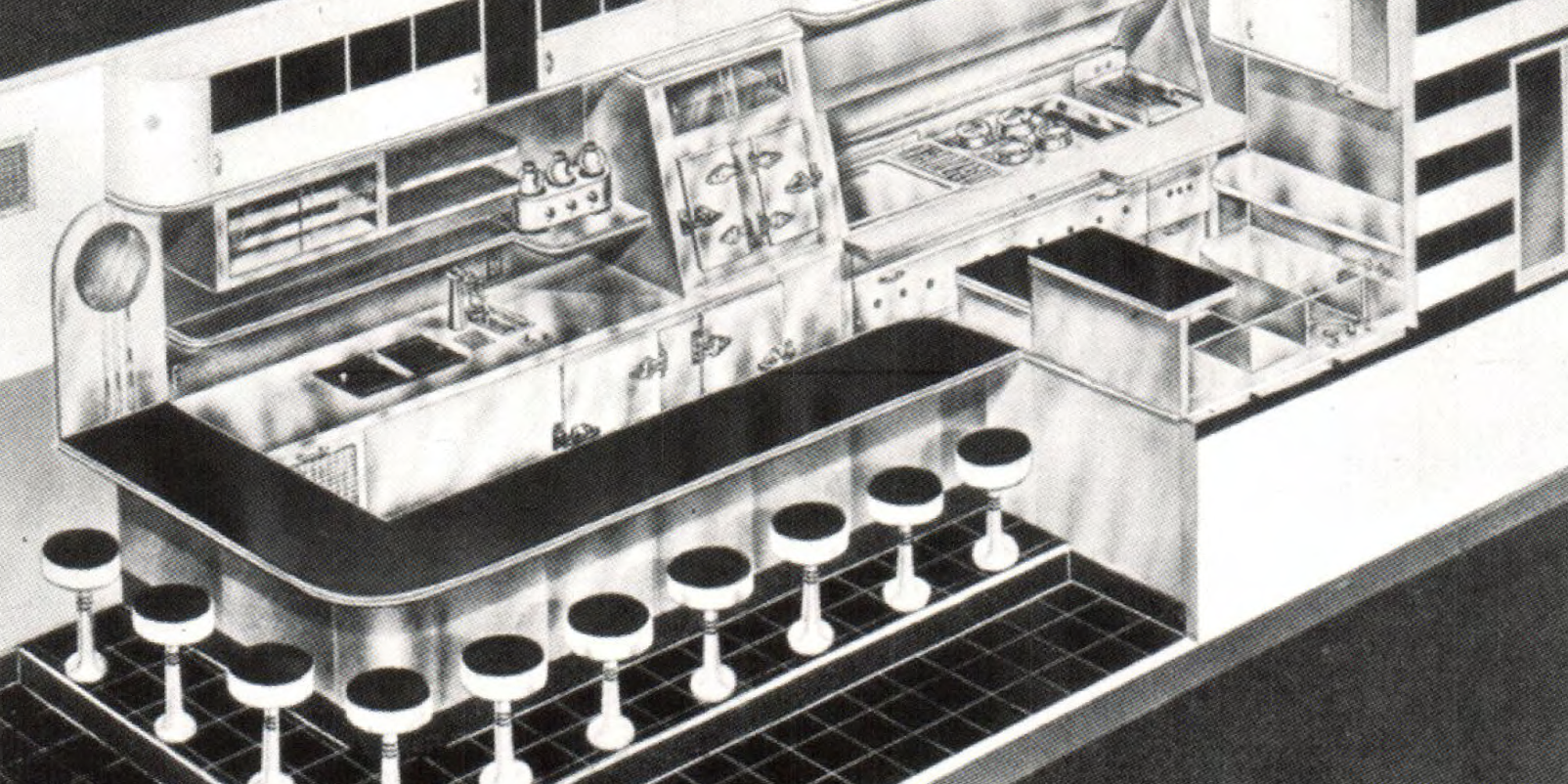 Interior-Schematic Valentine Diner catalog view, 1940s