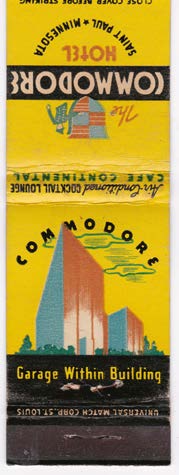 Commodore Hotel matchbook cover