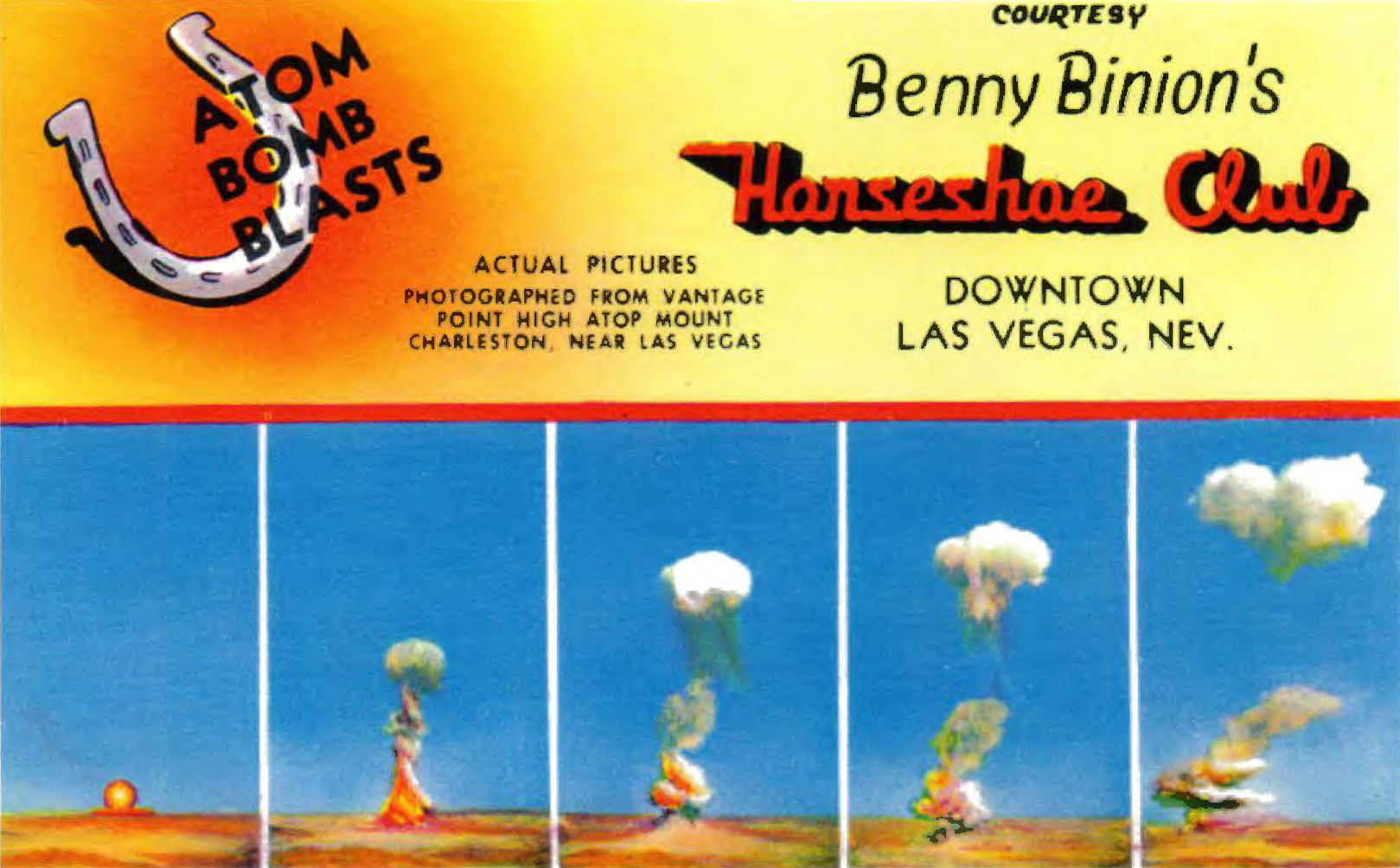 Atomic explosion postcard for Binion's Horseshoe Club, Las Vegas