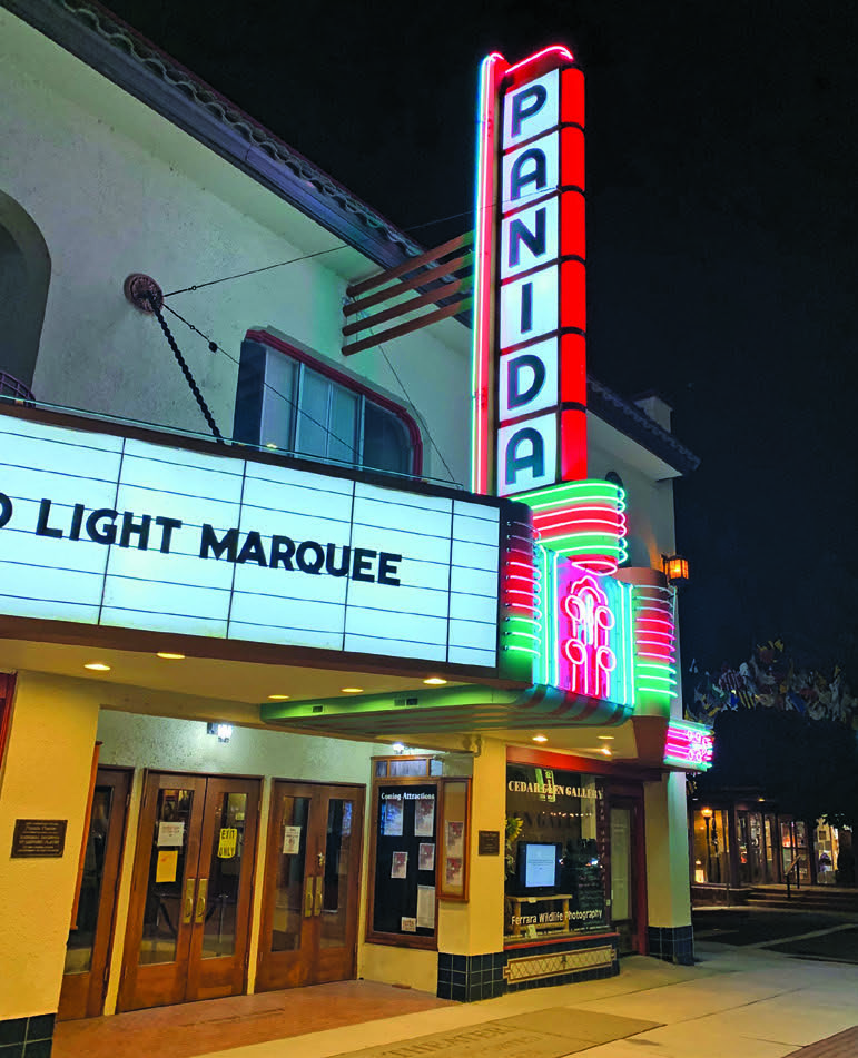 Panida Theater marquee relit