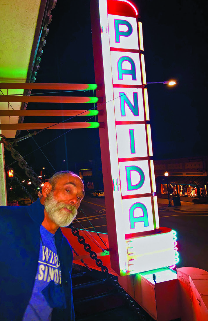 Doug Jones at the Panida Theater marquee relighting ceremony