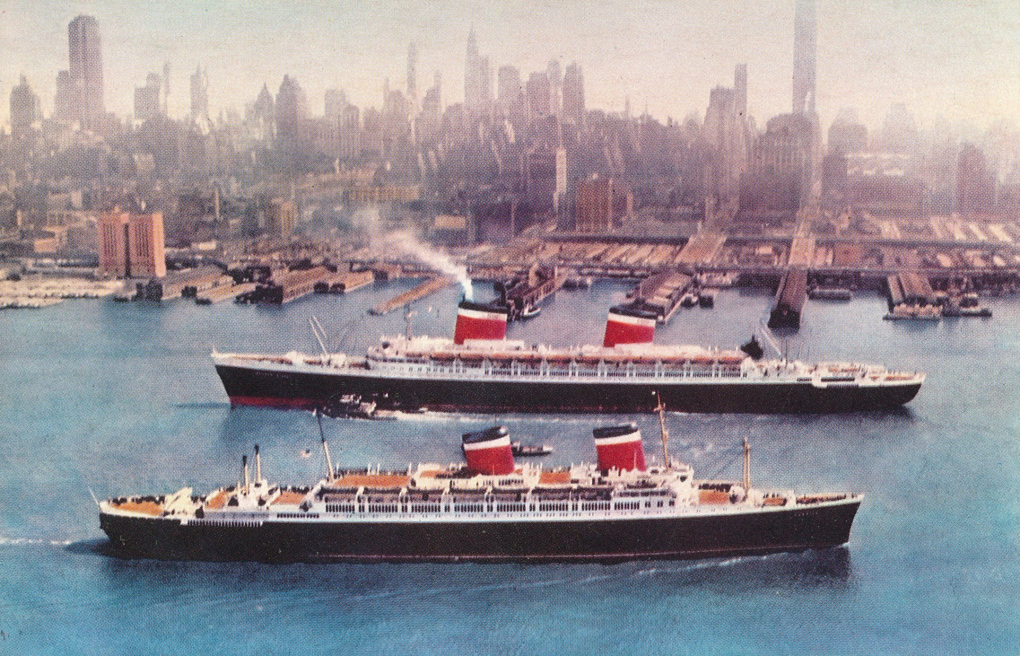 Postcard of the SS America and the SS United States